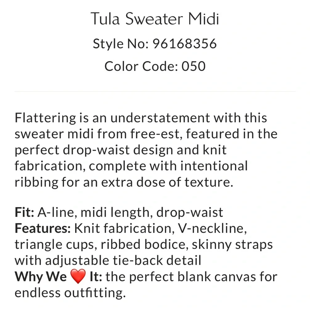 🌸NWTS-$80 FREE PEOPLE Tula Sweater Midi A-Line Drop-Waist Dress SMALL - Picture 9 of 9